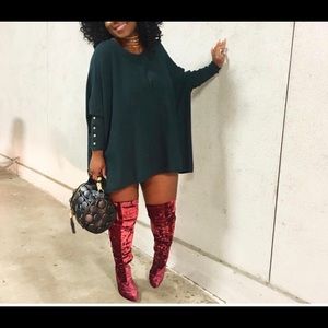 Velvet Over The Knee Boots